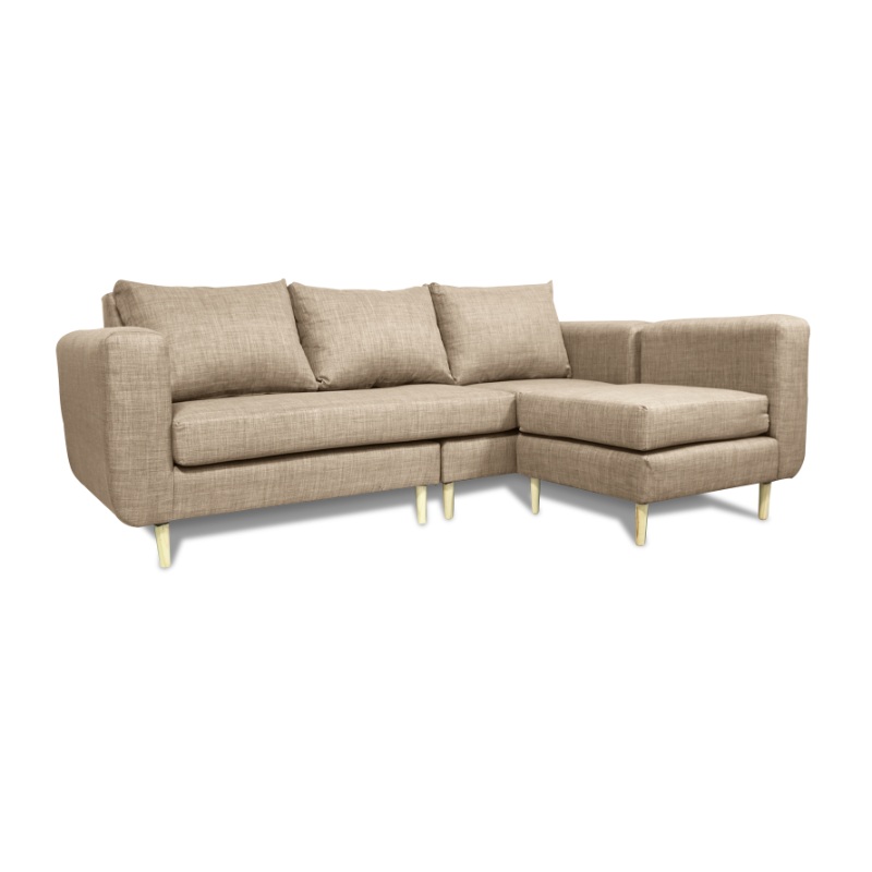 SECCIONAL BOLLEN CHENILLE TIPO LINO BEIGE  3 CUERPOS - 2