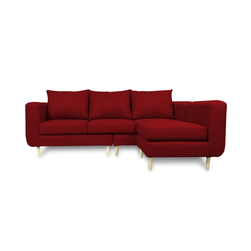 SECCIONAL BOLLEN CHENILLE TIPO LINO ROJO 3 CUERPOS - 1