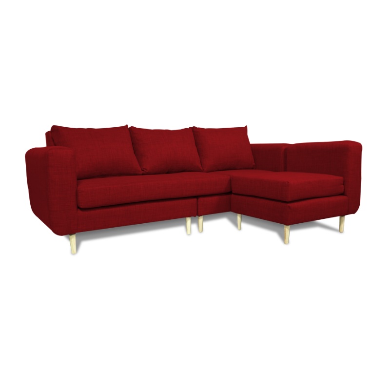 SECCIONAL BOLLEN CHENILLE TIPO LINO ROJO 3 CUERPOS - 2
