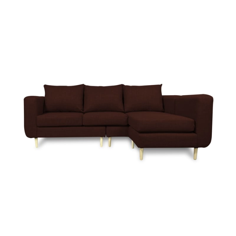 SECCIONAL BOLLEN CHENILLE TIPO LINO CAFE 3 CUERPOS - 1