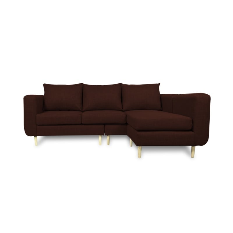 SECCIONAL BOLLEN CHENILLE TIPO LINO CAFE 3 CUERPOS - 1