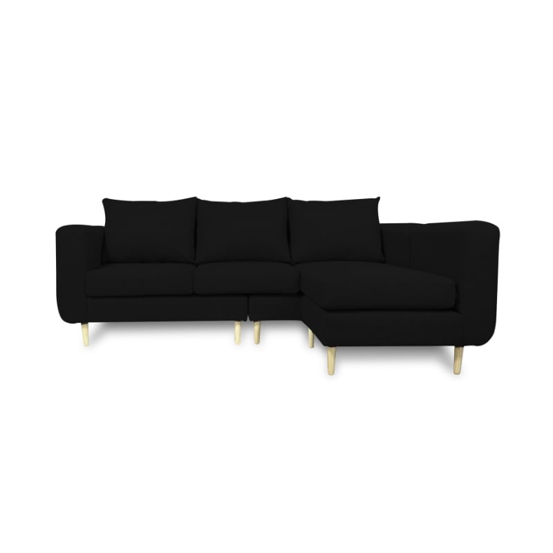 SECCIONAL BOLLEN CHENILLE TIPO LINO NEGRO 3 CUERPOS - 1