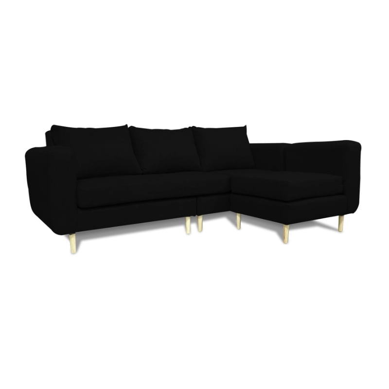 SECCIONAL BOLLEN CHENILLE TIPO LINO NEGRO 3 CUERPOS - 2