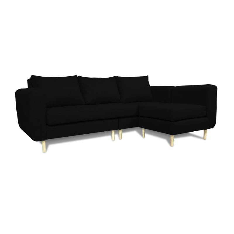 SECCIONAL BOLLEN CHENILLE TIPO LINO NEGRO 3 CUERPOS - 2