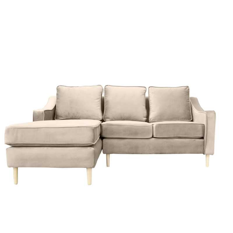 SECCIONAL BARCELONA FELPA BEIGE  3 CUERPOS - 1