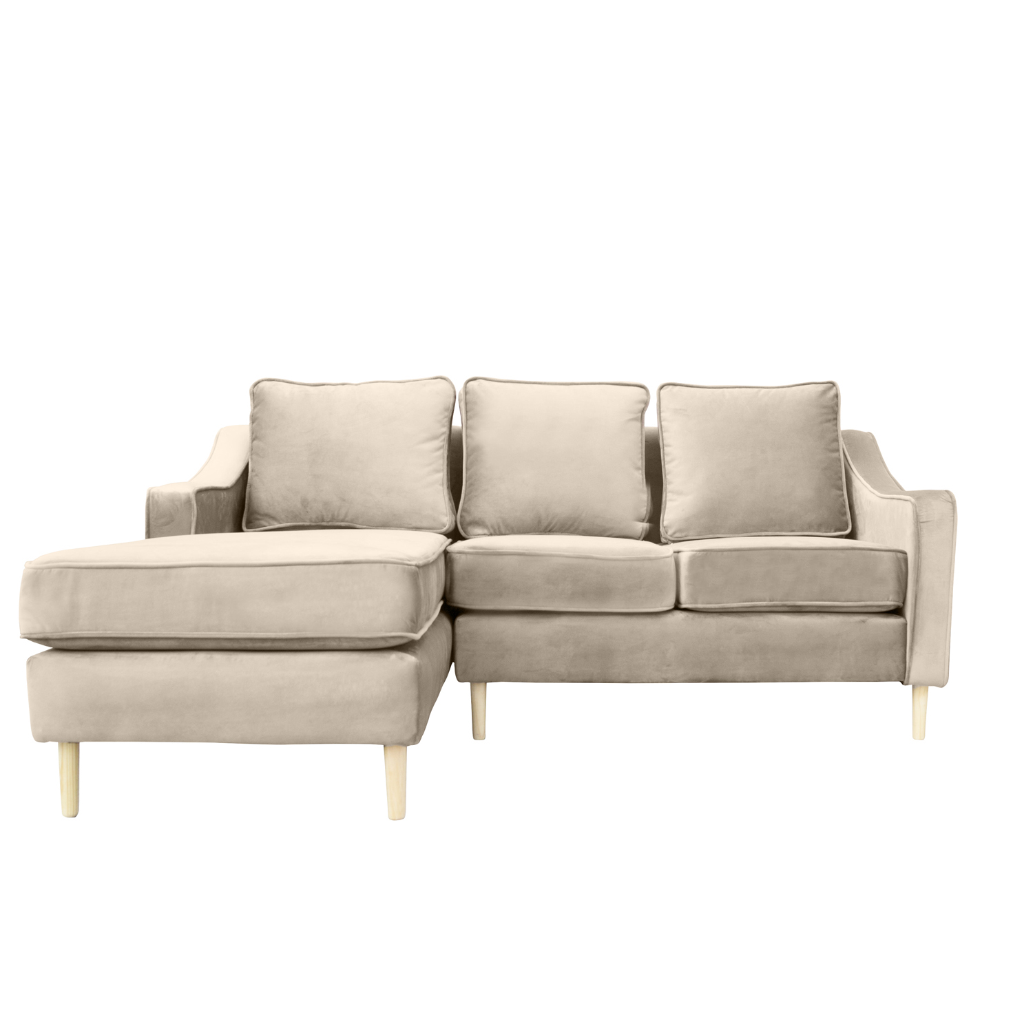 SECCIONAL BARCELONA FELPA BEIGE  3 CUERPOS - 1