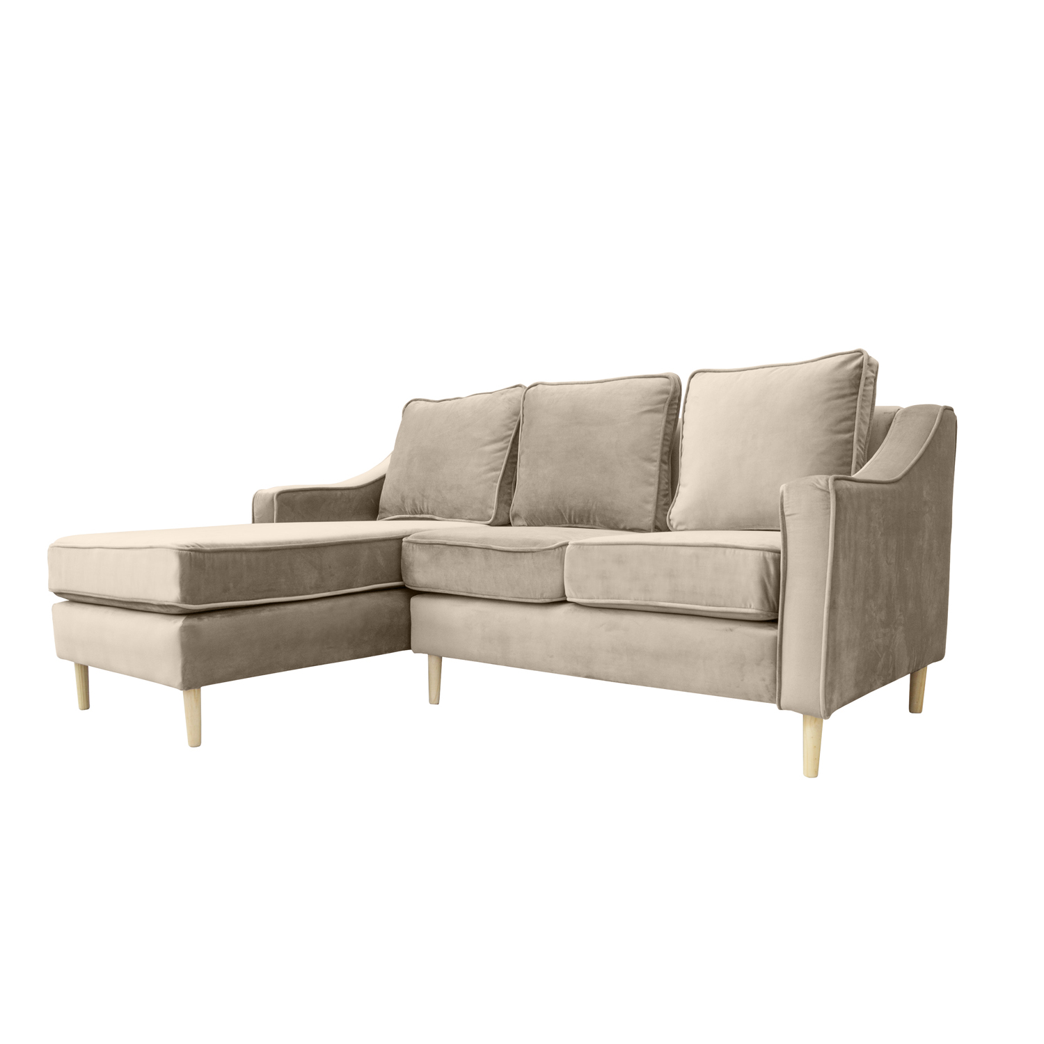 SECCIONAL BARCELONA FELPA BEIGE  3 CUERPOS - 2