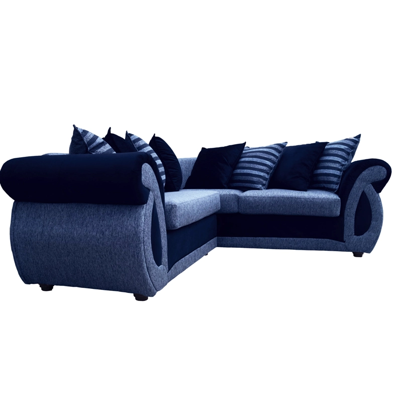SECCIONAL DOMINGA CHENILLE TIPO LINO AZUL 3 CUERPOS - 2
