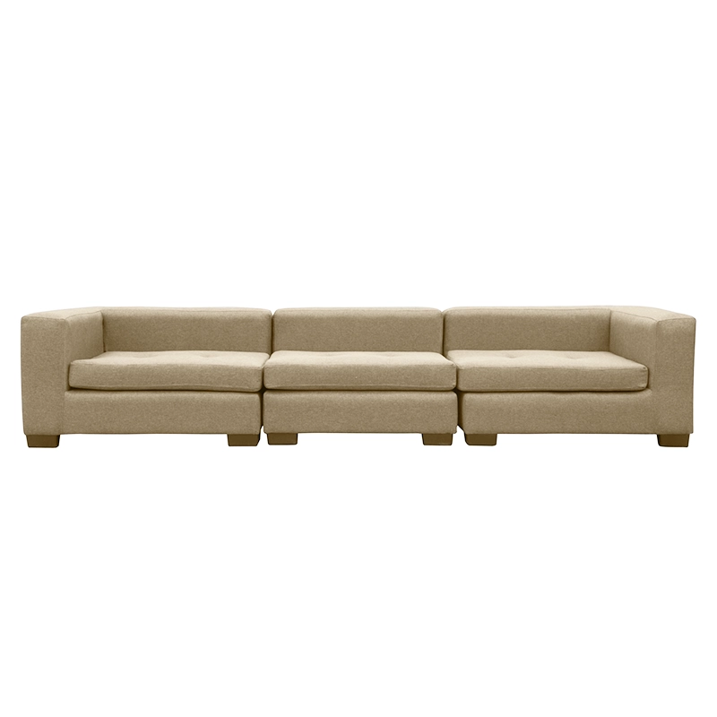 SECCIONAL ROMA CHENILLE TIPO LINO BEIGE  3 CUERPOS - 1