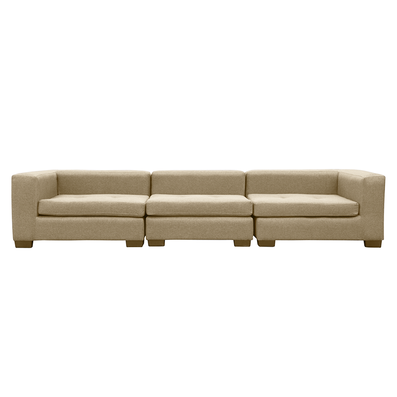 SECCIONAL ROMA CHENILLE TIPO LINO BEIGE 3 CUERPOS - 1