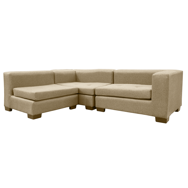 SECCIONAL ROMA CHENILLE TIPO LINO BEIGE 3 CUERPOS - 2