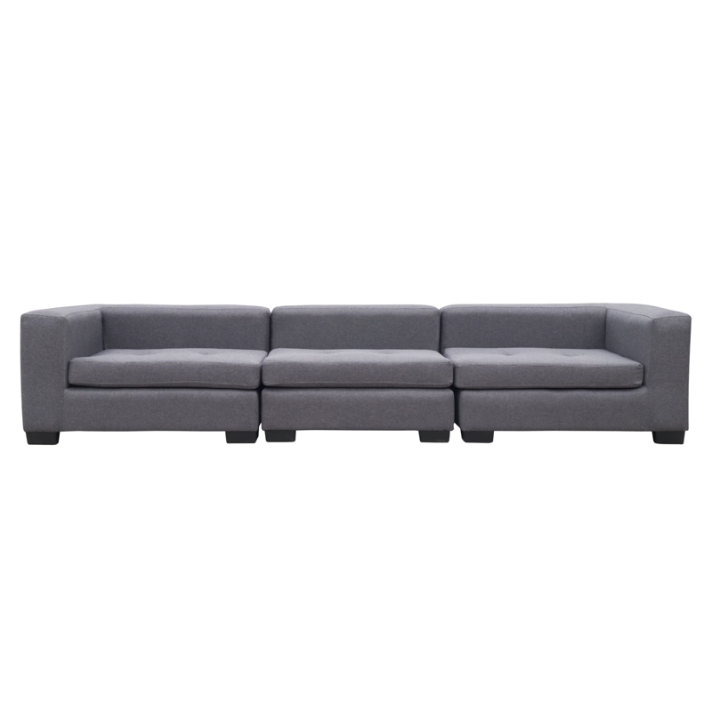 SECCIONAL ROMA CHENILLE TIPO LINO GRIS 3 CUERPOS - 1