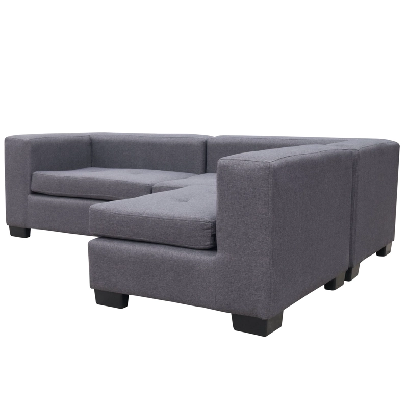 SECCIONAL ROMA CHENILLE TIPO LINO GRIS 3 CUERPOS - 2