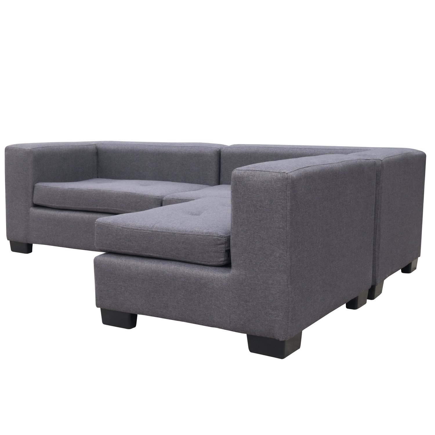 SECCIONAL ROMA CHENILLE TIPO LINO GRIS 3 CUERPOS - 2