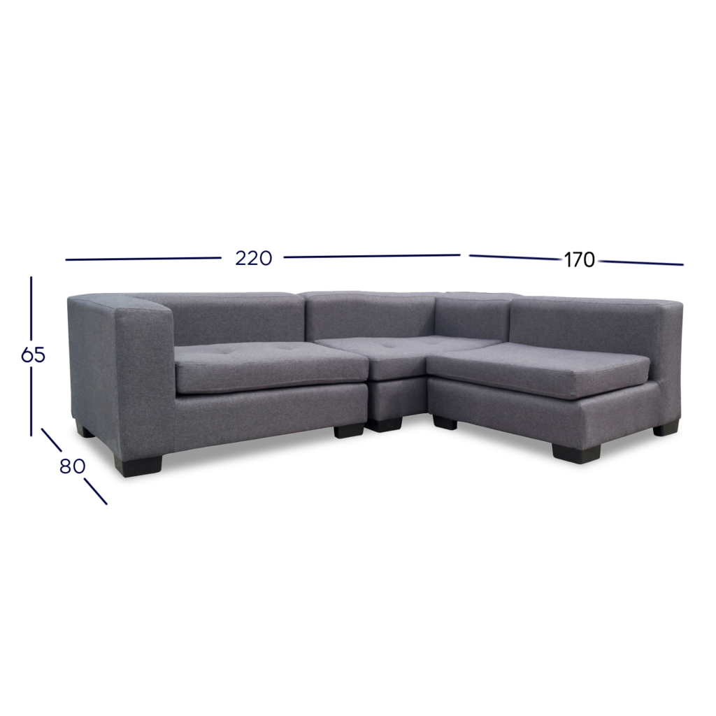 SECCIONAL ROMA CHENILLE TIPO LINO GRIS 3 CUERPOS - 4