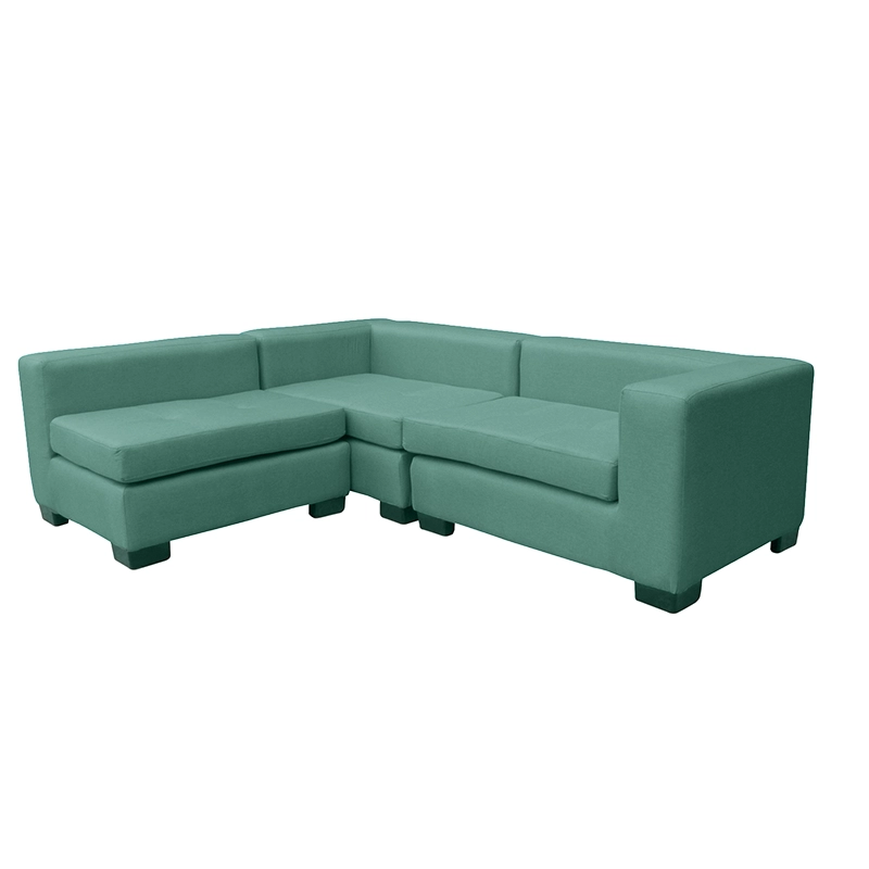 SECCIONAL ROMA CHENILLE TIPO LINO VERDE 3 CUERPOS - 2