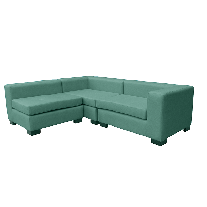 SECCIONAL ROMA CHENILLE TIPO LINO VERDE 3 CUERPOS - 2