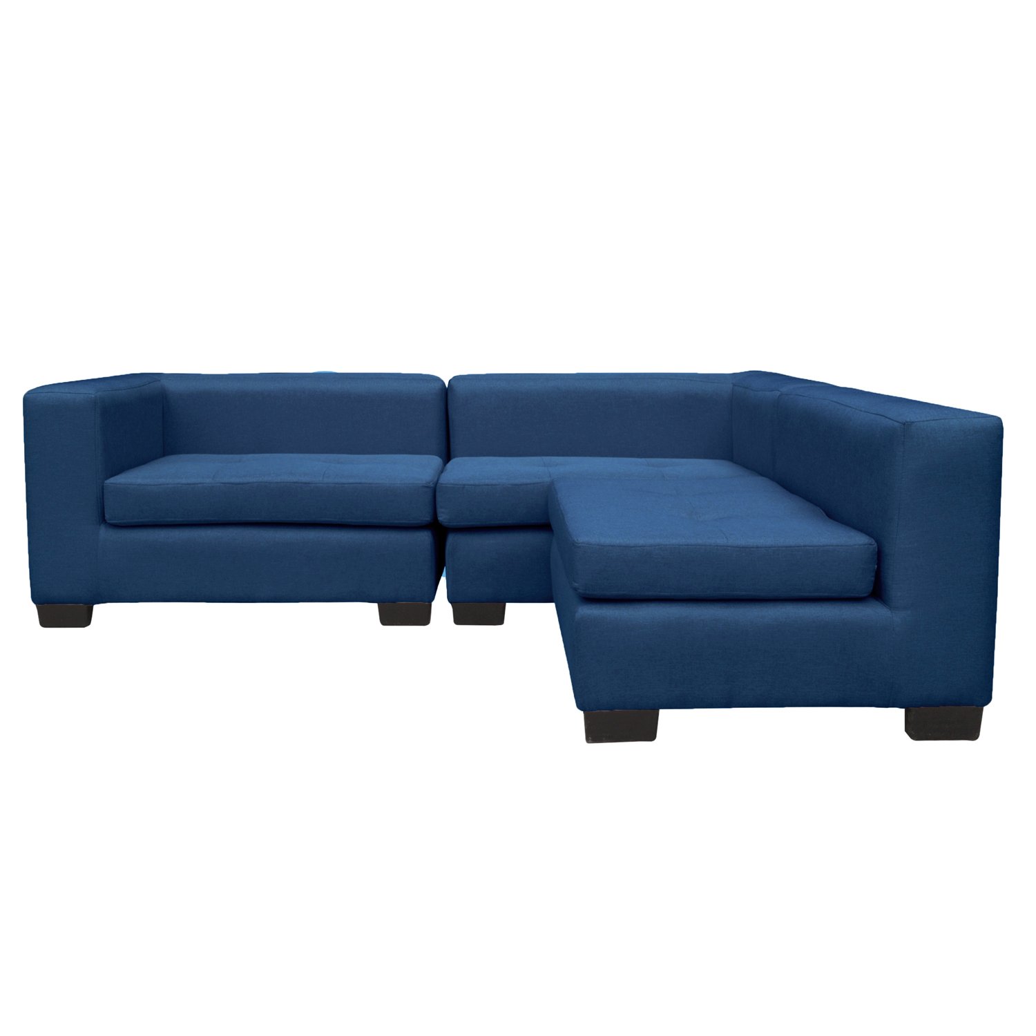 SECCIONAL ROMA CHENILLE TIPO LINO AZUL 3 CUERPOS - 2