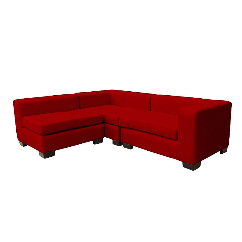 SECCIONAL ROMA CHENILLE TIPO LINO ROJO 3 CUERPOS - 2
