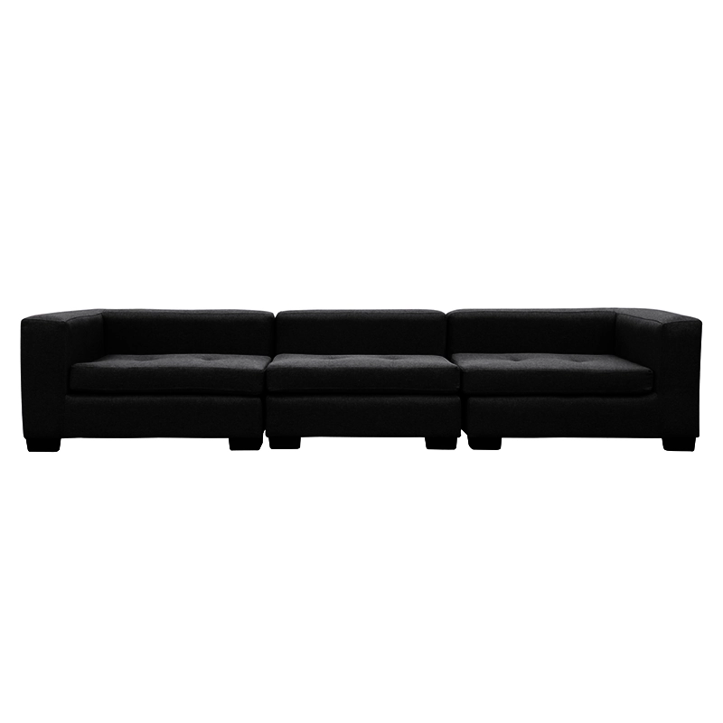 SECCIONAL ROMA CHENILLE TIPO LINO NEGRO 3 CUERPOS - 1