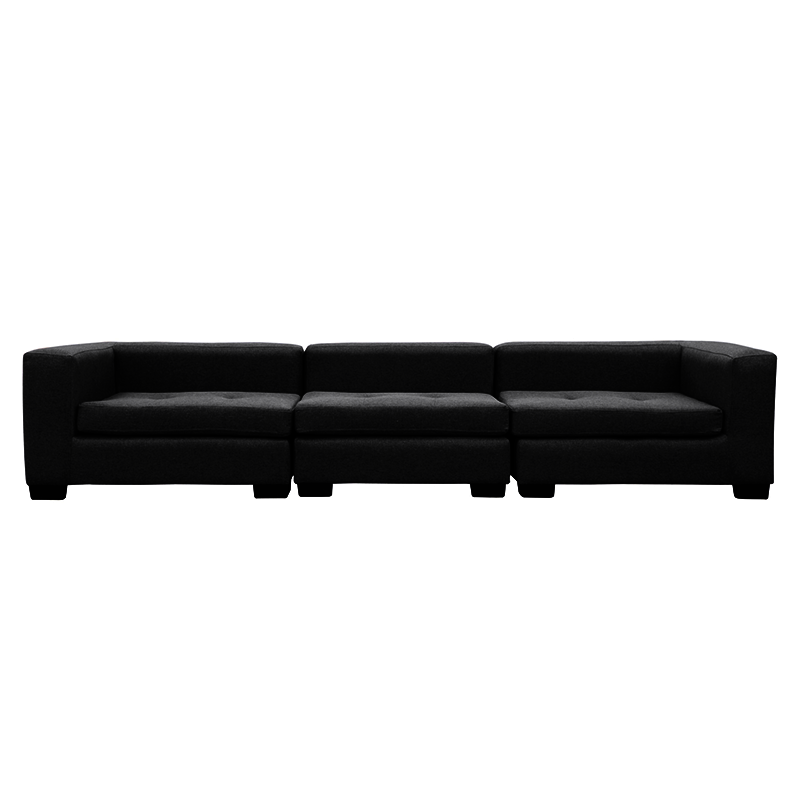 SECCIONAL ROMA CHENILLE TIPO LINO NEGRO 3 CUERPOS - 1
