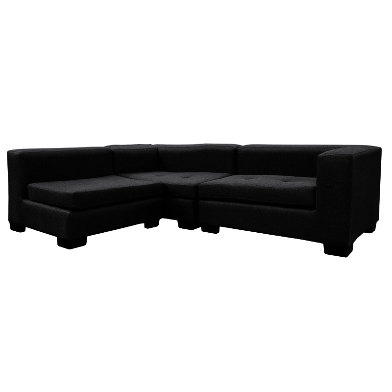 SECCIONAL ROMA CHENILLE TIPO LINO NEGRO 3 CUERPOS - 2
