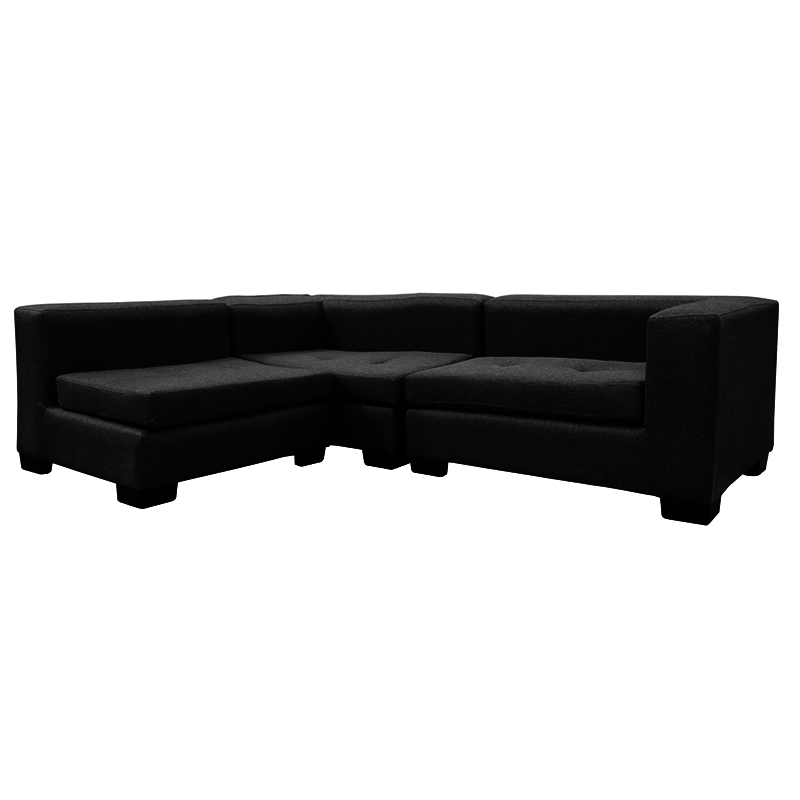 SECCIONAL ROMA CHENILLE TIPO LINO NEGRO 3 CUERPOS - 2