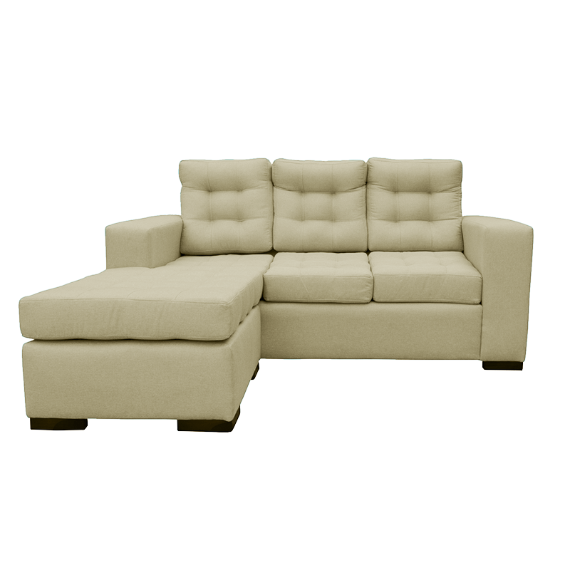 SECCIONAL ANTU CHENILLE TIPO LINO BEIGE 3 CUERPOS - 1