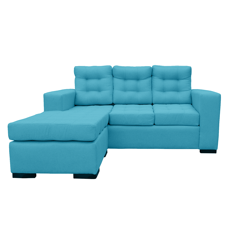 SECCIONAL ANTU CHENILLE TIPO LINO TURQUESA 3 CUERPOS