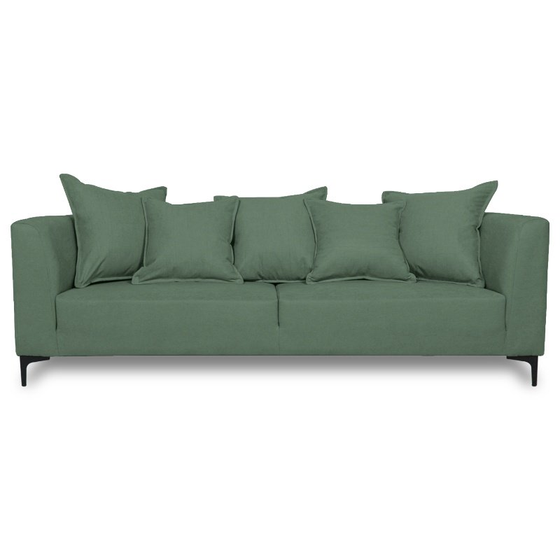 SOFA CORDELIA 2 CUERPOS CHENILLE TIPO LINO VERDE - 1