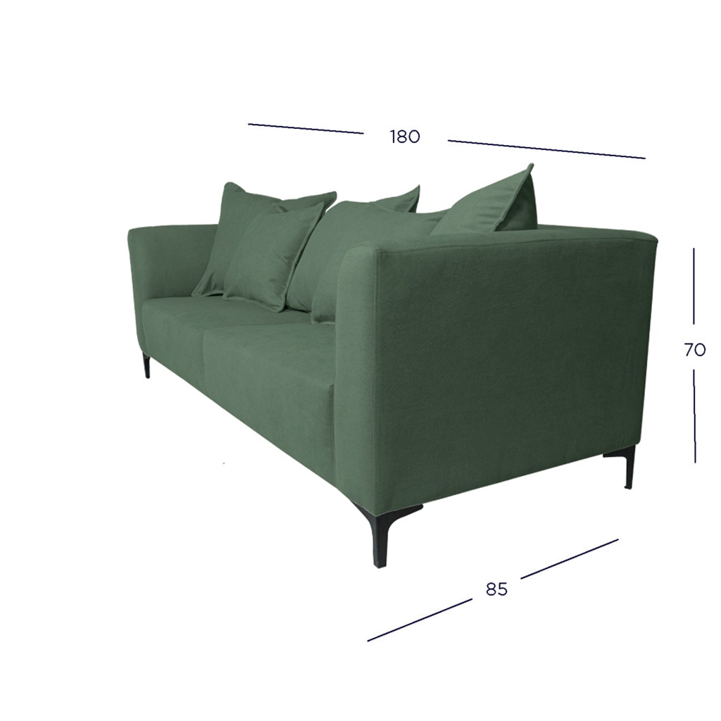SOFA CORDELIA 2 CUERPOS CHENILLE TIPO LINO VERDE - 4