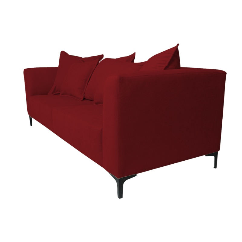 SOFA CORDELIA 2 CUERPOS CHENILLE TIPO LINO ROJO - 2