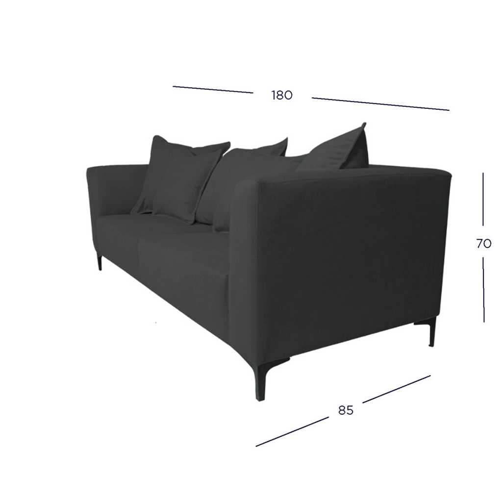 SOFA CORDELIA 2 CUERPOS CHENILLE TIPO LINO GRAFITO - 4
