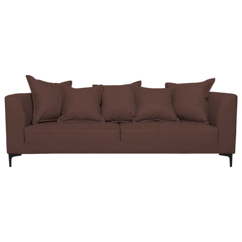 SOFA CORDELIA 2 CUERPOS CHENILLE TIPO LINO CAFE - 1