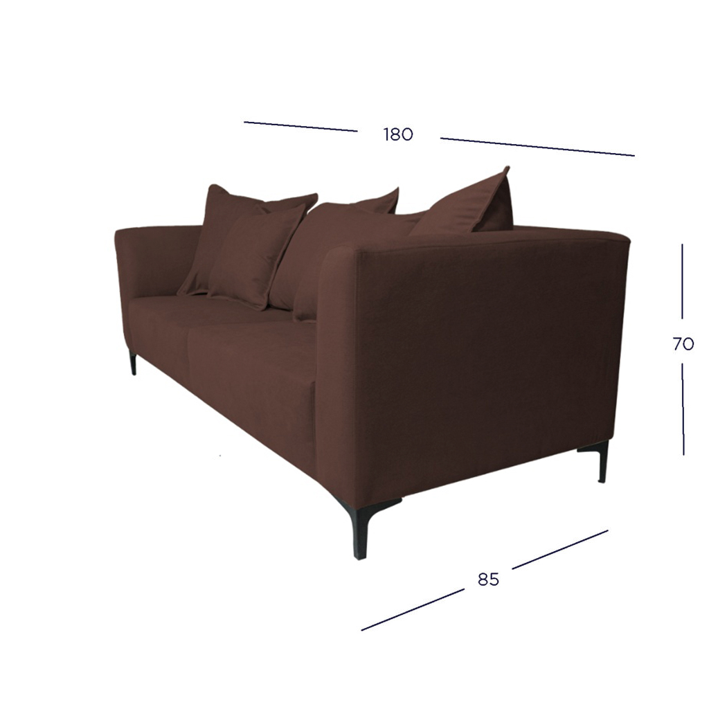 SOFA CORDELIA 2 CUERPOS FELPA CAFE - 4
