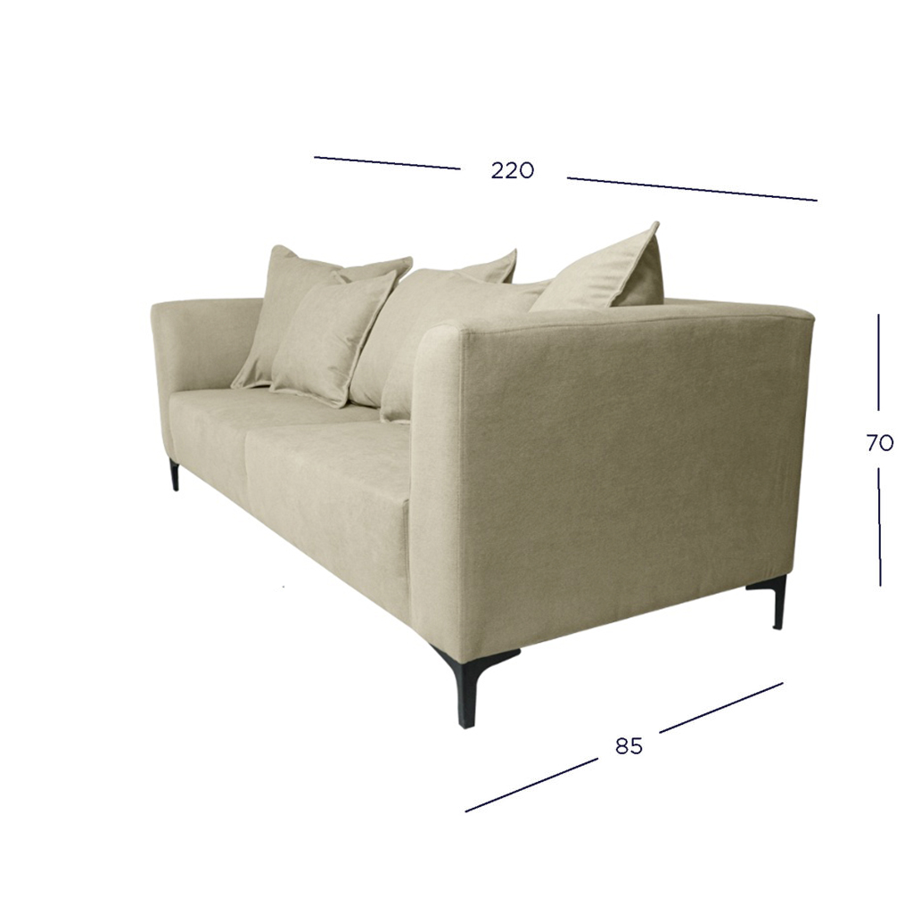SOFA CORDELIA 3 CUERPOS CHENILLE TIPO LINO BEIGE - 4