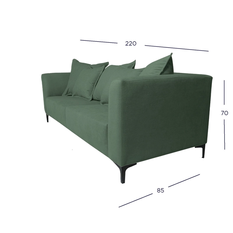 SOFA CORDELIA 3 CUERPOS CHENILLE TIPO LINO VERDE - 4