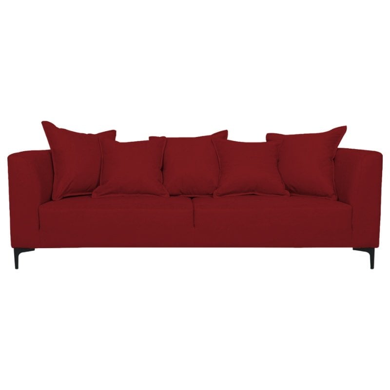 SOFA CORDELIA 3 CUERPOS CHENILLE TIPO LINO ROJO - 1