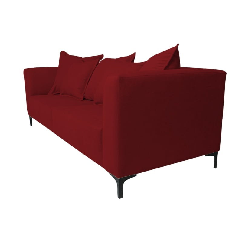 SOFA CORDELIA 3 CUERPOS CHENILLE TIPO LINO ROJO - 2