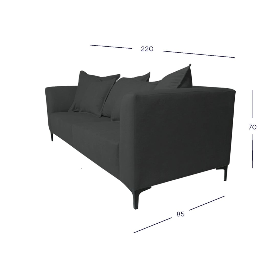 SOFA CORDELIA 3 CUERPOS CHENILLE TIPO LINO GRAFITO - 4