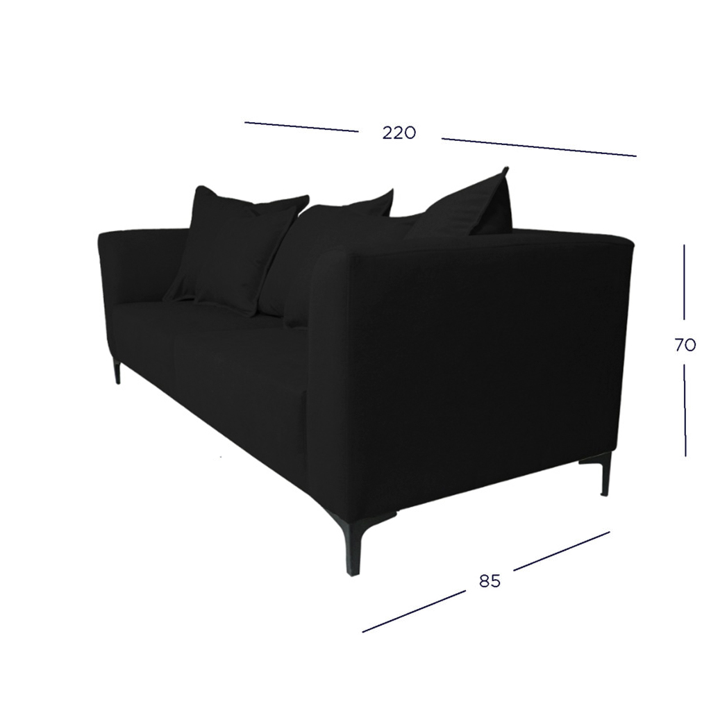 SOFA CORDELIA 3 CUERPOS CHENILLE TIPO LINO NEGRO - 4