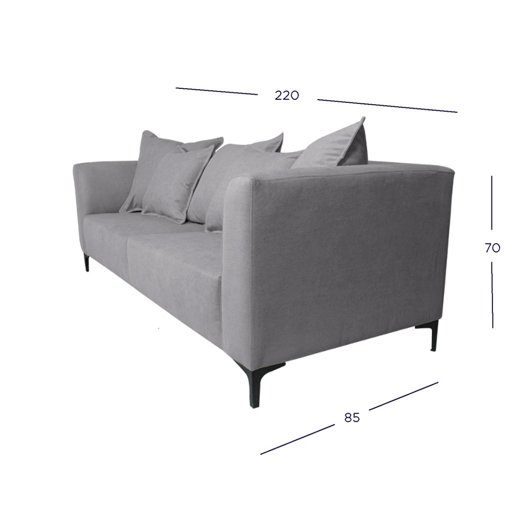 SOFA CORDELIA 3 CUERPOS FELPA GRIS - 4