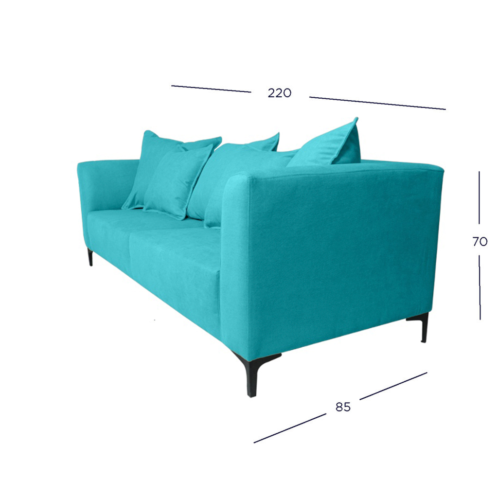 SOFA CORDELIA 3 CUERPOS FELPA TURQUESA - 4