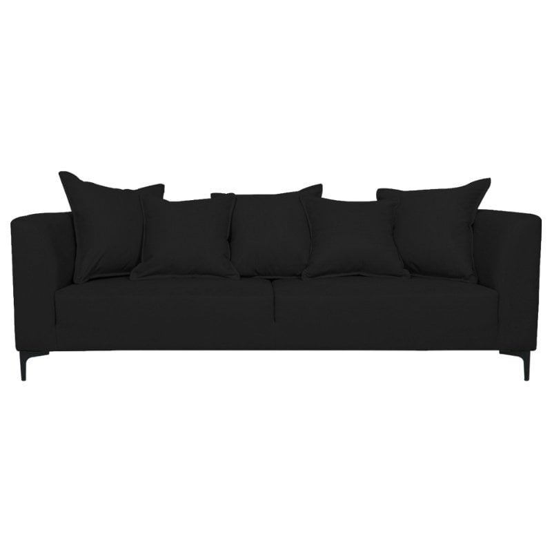 SOFA CORDELIA 3 CUERPOS FELPA NEGRO - 1