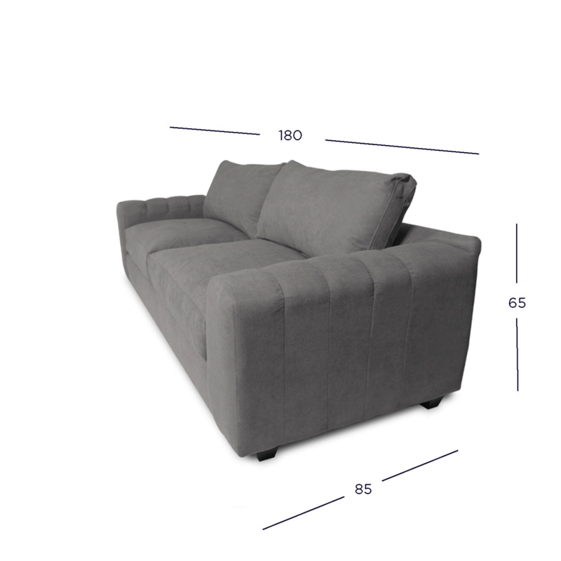 SOFA BRIANA 2 CUERPOS CHENILLE TIPO LINO GRIS - 4