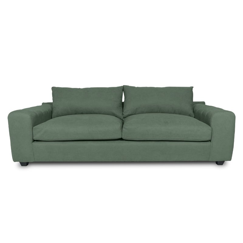 SOFA BRIANA 2 CUERPOS CHENILLE TIPO LINO VERDE - 1