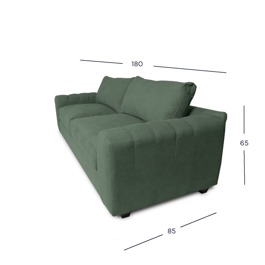 SOFA BRIANA 2 CUERPOS CHENILLE TIPO LINO VERDE - 4