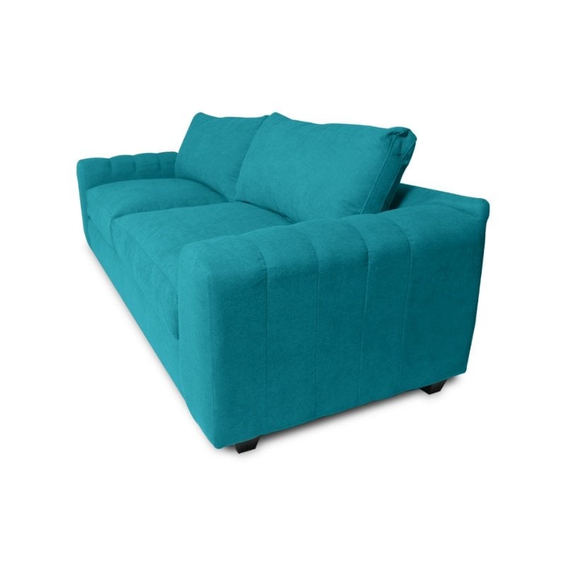 SOFA BRIANA 2 CUERPOS CHENILLE TIPO LINO TURQUESA - 2