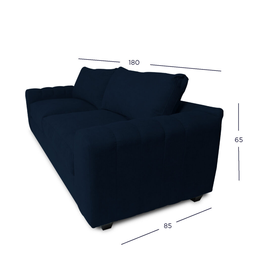 SOFA BRIANA 2 CUERPOS CHENILLE TIPO LINO AZUL - 4