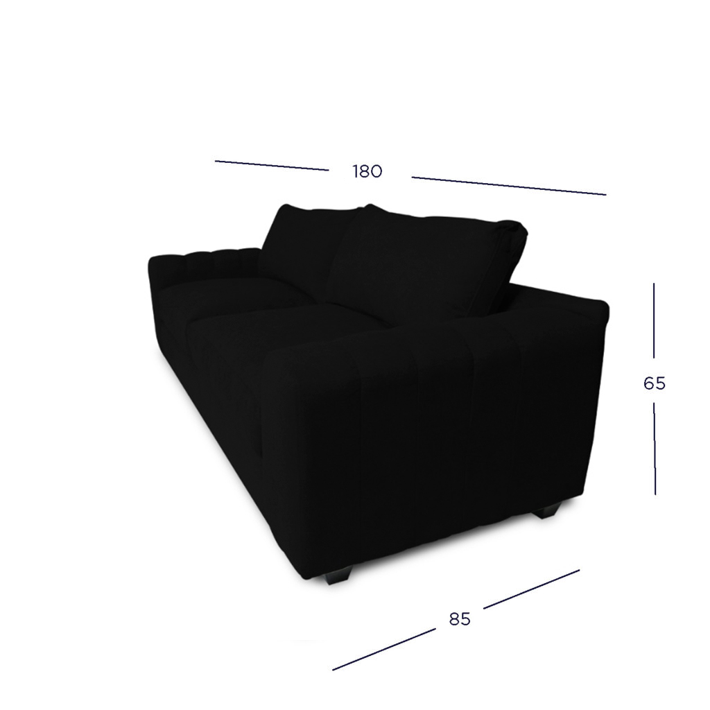 SOFA BRIANA 2 CUERPOS FELPA NEGRO - 4